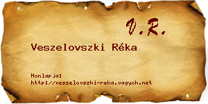 Veszelovszki Réka névjegykártya